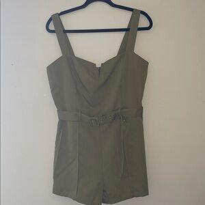 Cider Olive Belted Romper